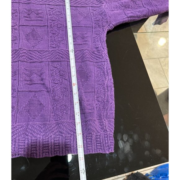 VINTAGE embroidered PURPLE texture pullover SWEATER SIZE LARGE WOMANS |‎ Y1 - Picture 4 of 5